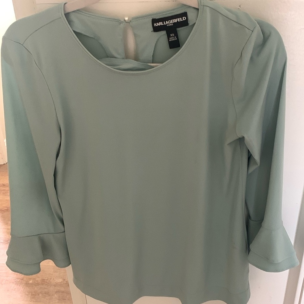Long sleeve Karl Lagerfeld casual blouse. Mint color
